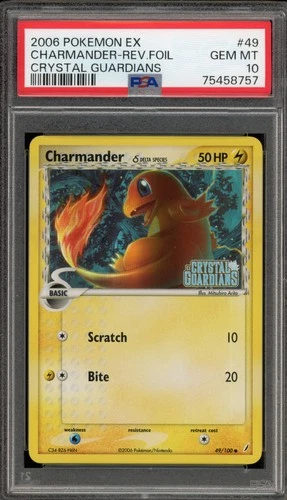 Pokemon Charmander EX Crystal Guardians Reverse Holo #49 PSA 10 Gem Mint