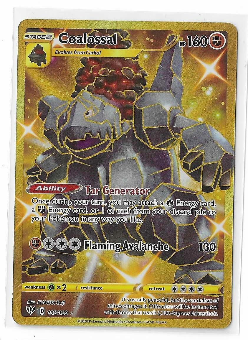 Coalossal 198/189 Pokemon Darkness Ablaze Sword & Shield Secret Rare Card NM