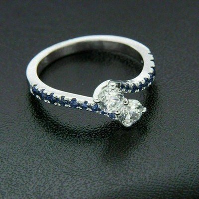 Round Cut Simulated Sapphire Lovely Wedding Band Ring In 14k White Gold Plated