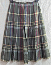 VTG Brendella Irish Wool Midi Skirt Plaid Tartan Pleated Dark Academia Cottageco