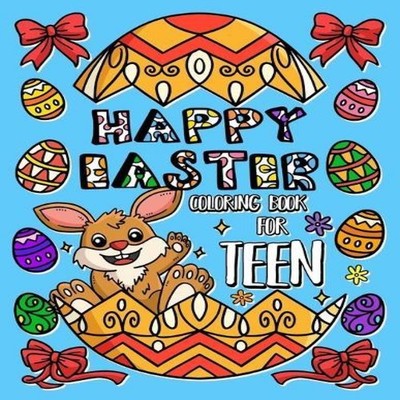 Happy Easter Coloring Book for Teens Large print easter egg desig