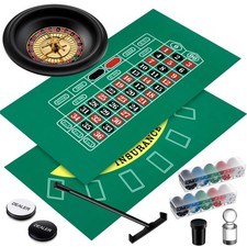 Roulette Wheel Set 10" with Double Sided Felt, 200 Chips, Rake & Dealer Button -
