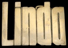 KK08123 NOS VINTAGE 1970s CUT-OUT NAME  LINDA  SOLID BRASS BUCKLE