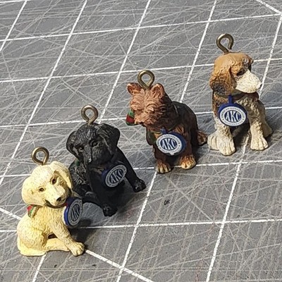 2004 CHRISTMAS oRNAMENTS dog akc aMERICAN kENNEL cLUB 4 mINI dOGS tREVCO
