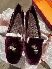 TORY BURCH Acorn Charm Smoking Slipper Smart Velvet Size 7