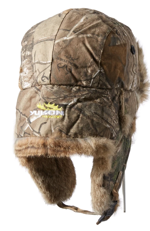 Genuine Rabbit Fur Trapper Hat Camo Hunting Alaskan Taslan Cap Yukon Tracks New - Image 2 of 4