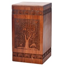 Handmade Rosewood Urn Box for Human Ashes, Wooden Pets Ashes Burial Urn Box C...