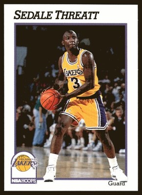 1991-92 Hoops Los Angeles Lakers Team Night Sheet SGA #NNO Sedale Threatt NBA