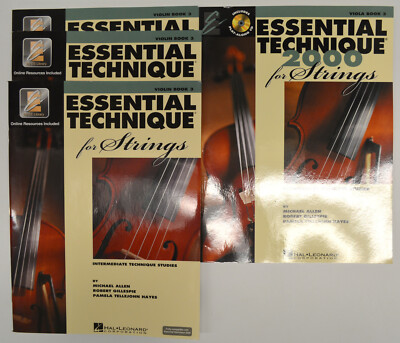 LOT OF 4 BOOKS - ESSENTIAL TECHNIQUE FOR STINGS, BOOK 3 -- VIOLIN AND VIOLA