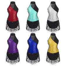 Kids Girls Bodysuit Sleeveless Dancewear Halter Leotards Patchwork Dancing Wear