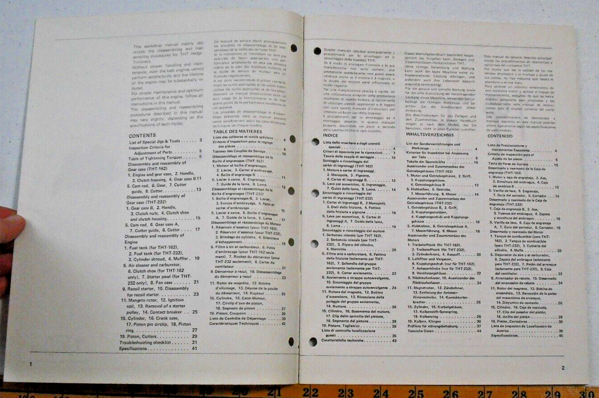 Vintage 1980s Tanaka Hedge Trimmer Workshop Manual - Model THT-162