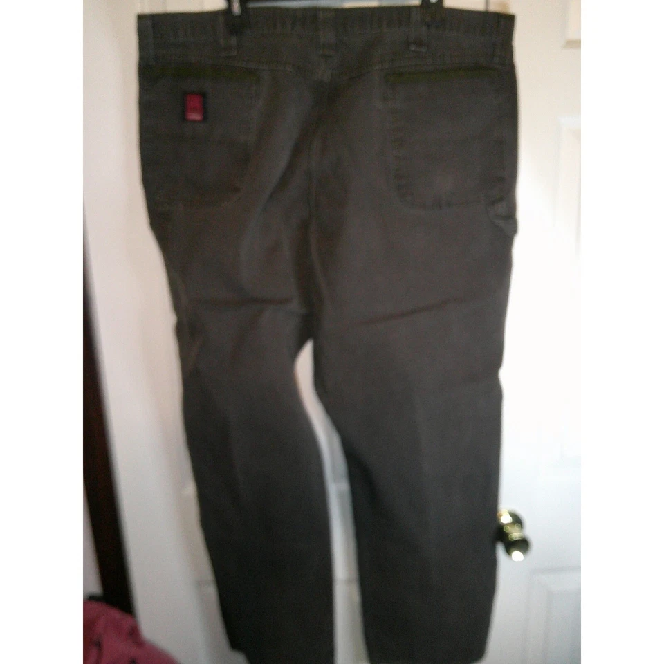 Pantalones de carpintero Eddie ropa de trabajo bolsillos utilitarios marrón mezcla de algodón 42x32 Foto 2 de 4