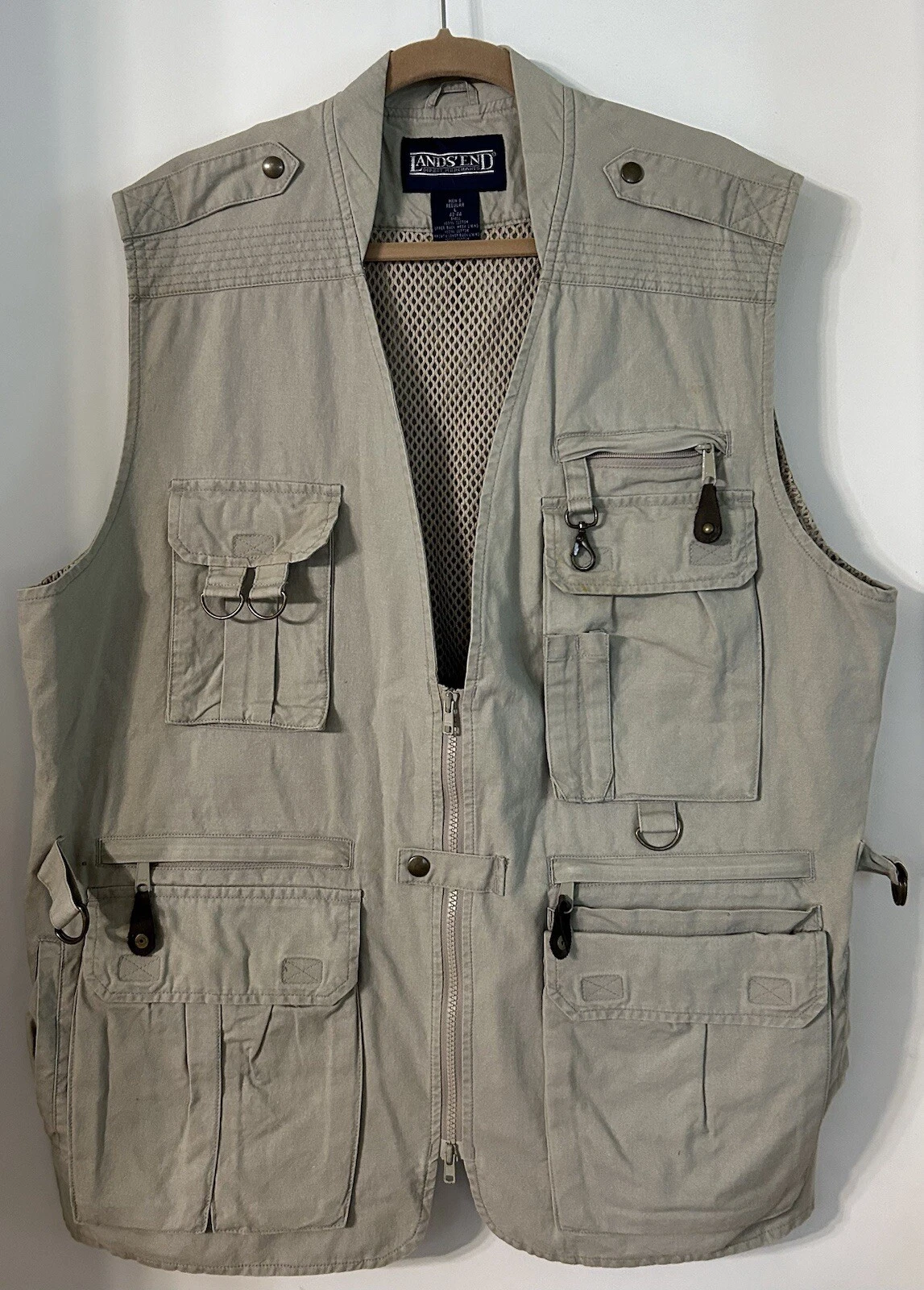 Vintage Lands’ End Men's L 42-44 Hunting Vest Fishing Outdoors Hiking Safari