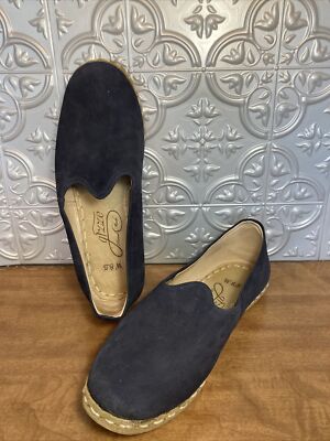 GIZZE Handmade  Blue Suede Leather YEMENI STYLE Slip-on TURKISH SHOE 8.5