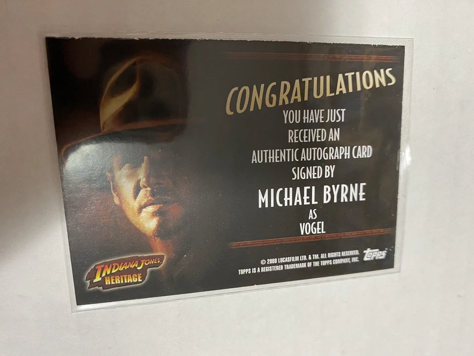 Michael Byrne INDIANA JONES 2008 Autographed Topps Trading Card - Image 2 of 2