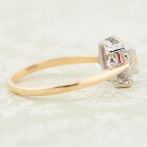 Ruby Diamond Cluster Ring 9ct Gold Vintage Style Size M - Picture 6 of 9