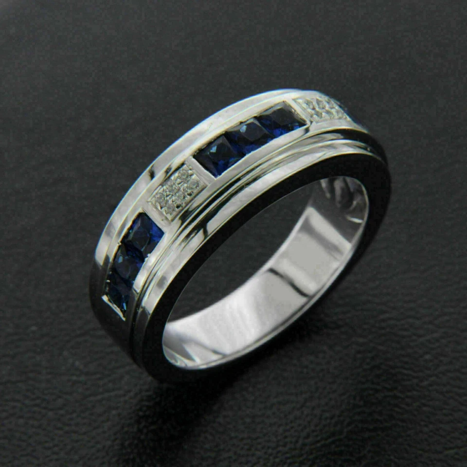 Unisex 2.25Ct Diamante 925 Plata Esterlina Aniversario Banda Simulada en Tama... - Imagen 3 de 4