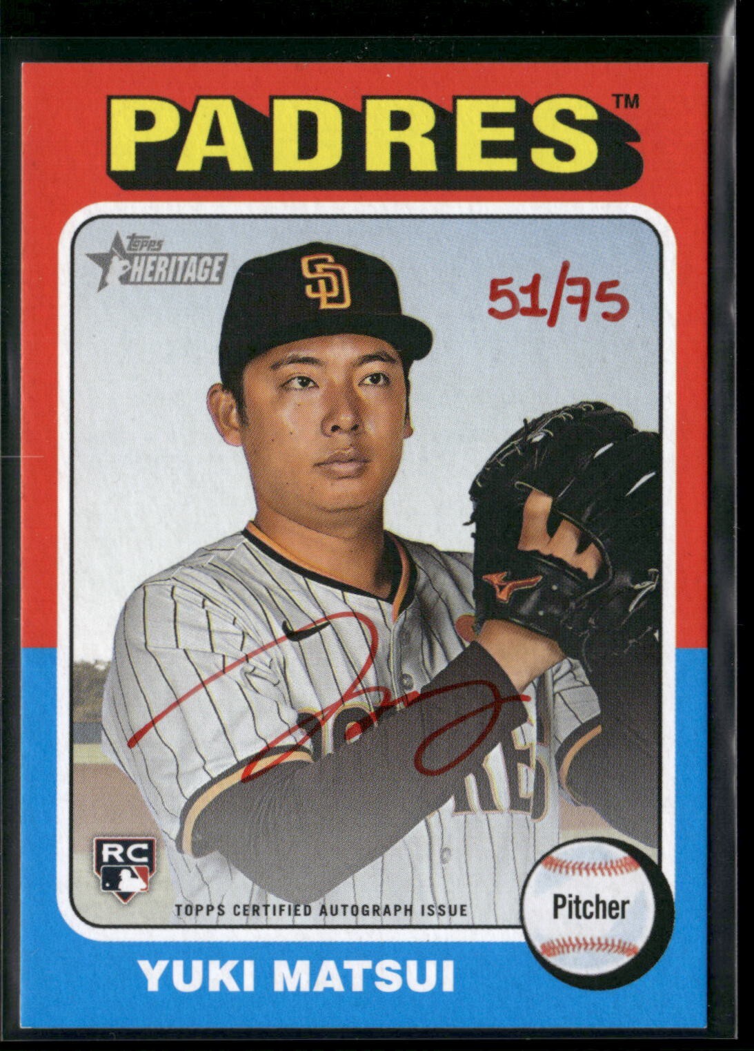 2024 Topps Heritage YUKI MATSUI /75 Auto On-Card RED INK Real One RC Rookie U590