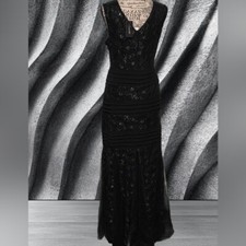 Black Lace Overlay Mermaid Style Side Zippered Evening Gown