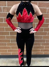 9 Black halter velvet jumpsuit 8 gloves dance costumes Sizes Range Adult S/m/L