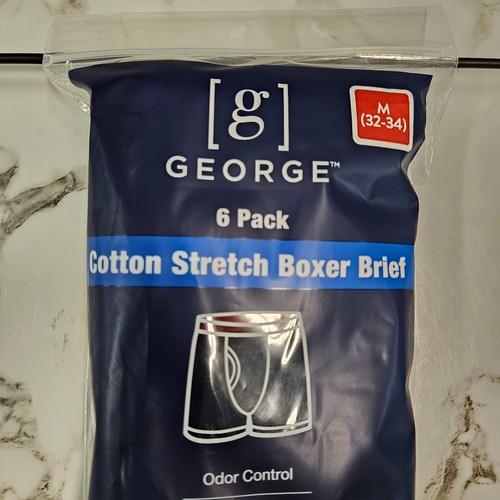 6 Pack Men's George Cotton Stretch Boxer Briefs S-XL Moisture Wicking Multicolor - Picture 25 of 57