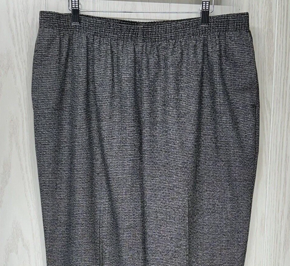 Allison Daley II Dress Pants Women 20W Black Green Red Houndstooth Elastic Waist - Image 2 of 4