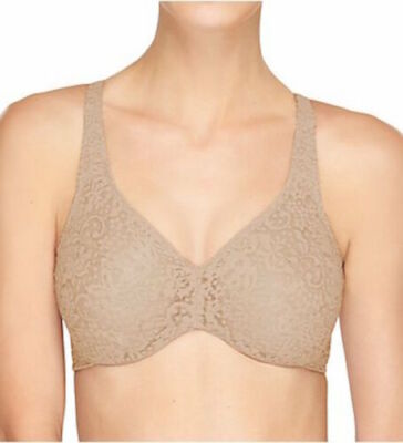 Wacoal 65547  Halo Lace Full Figure Underwire Bra  black nude-toast NEW