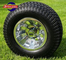 Golf Cart 10x7 Silver Bullet Wheels And 20 Streetturf Tires Set Of 4 Golf Cart 10x7 Silver Bullet Wheels And 20 Streetturf Tires Set Of 4