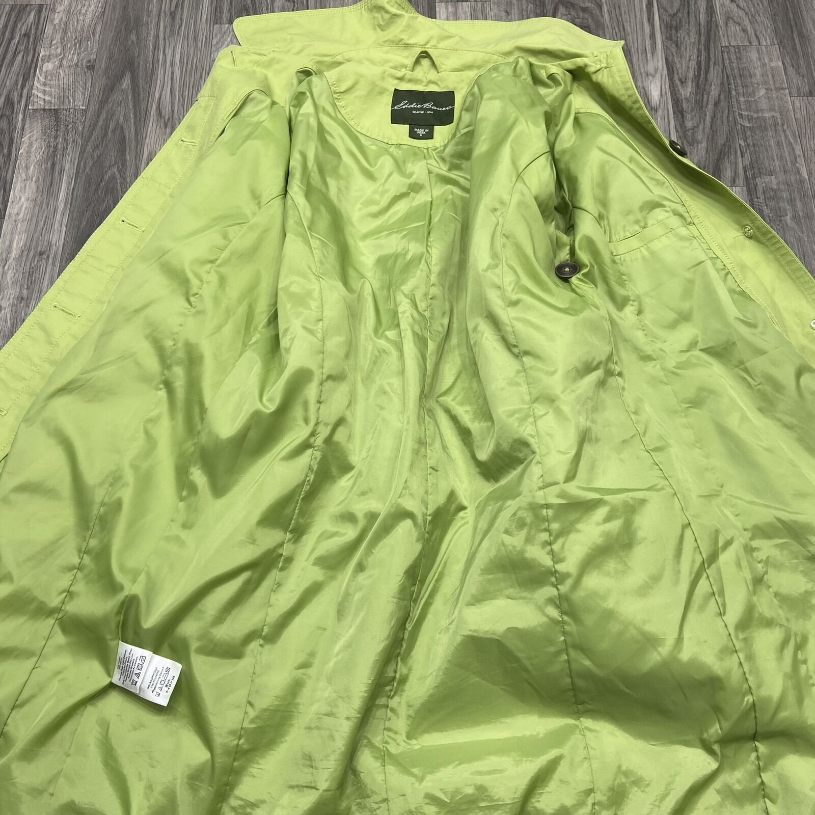 EDDIE BAUER Button Down Collared Lined Green Over… - image 7