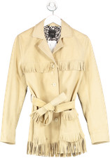 Joe's Jeans Beige Suede Fringe Belted Jacket Uk S