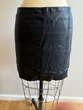 Free People Black Faux Leather Mini Skirt Size 6 EUC