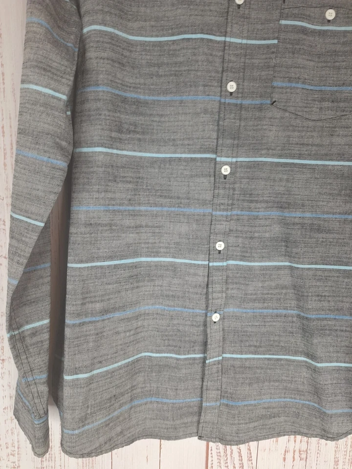 Ocean Current Long Sleeve Button Down shirt Mens L Gray Stripe - Image 3 of 4
