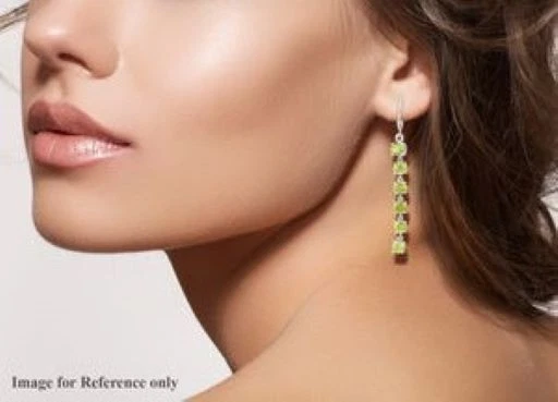 Natural Arizona Peridot Earrings in Platinum Over Sterling Silver 5.10 ctw - Image 2 of 4