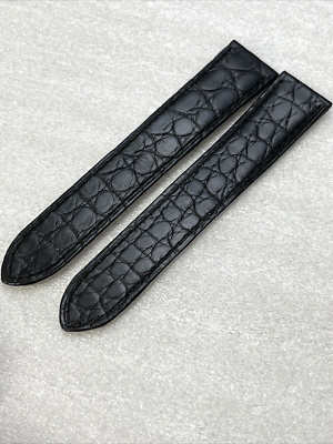 Cartier Watch Strap 18 x 16mm KD25XT19 Alligator Black Semi-Gloss