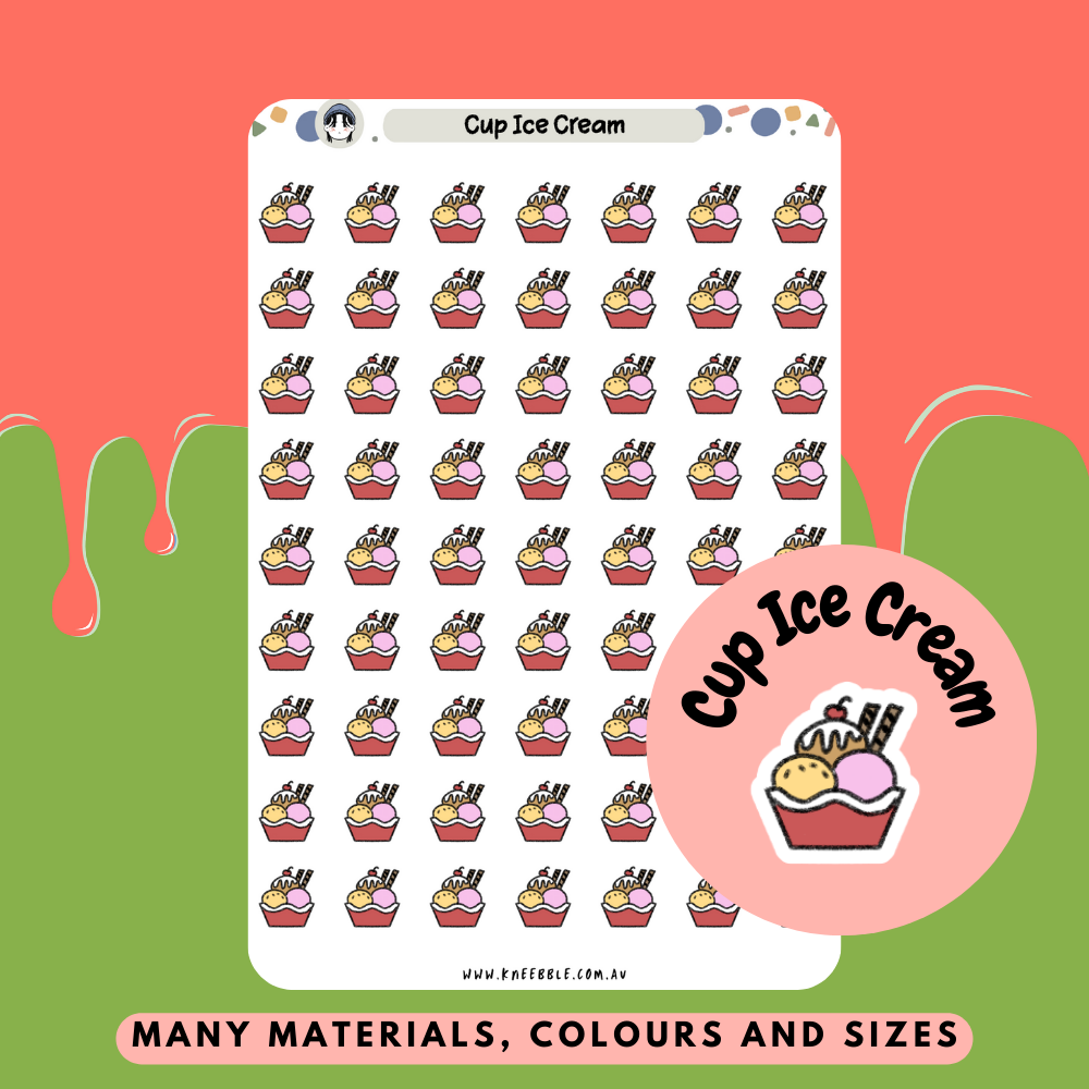 Ice Cream Cup Planner Stickers