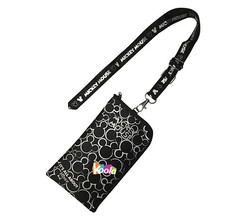 Disney Mickey Mouse Black  Silver Lanyard with Detachable Coin Purse Silver 