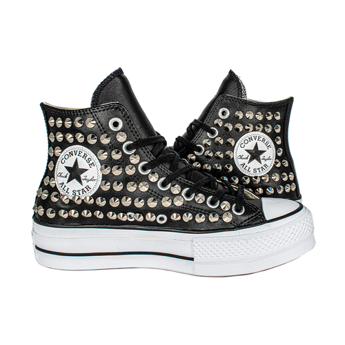 Converse - All Star Platform sneaker alta in pelle color Nero