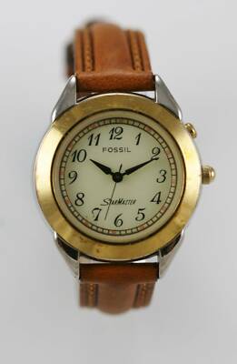 Fossil Watch Womens Beige Stainless Gold Silver 30m Brown  display picture 3