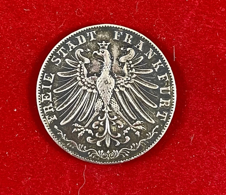 German States FRANKFURT 2 Gulden 300 Years Religious Peace, Rare, Pre-Owned - Image 3 of 4