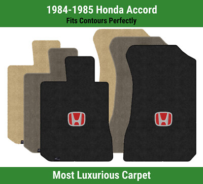 Lloyd Luxe Front Carpet Mats for '84-85 Honda Accord w/Red on Black Honda H Logo
