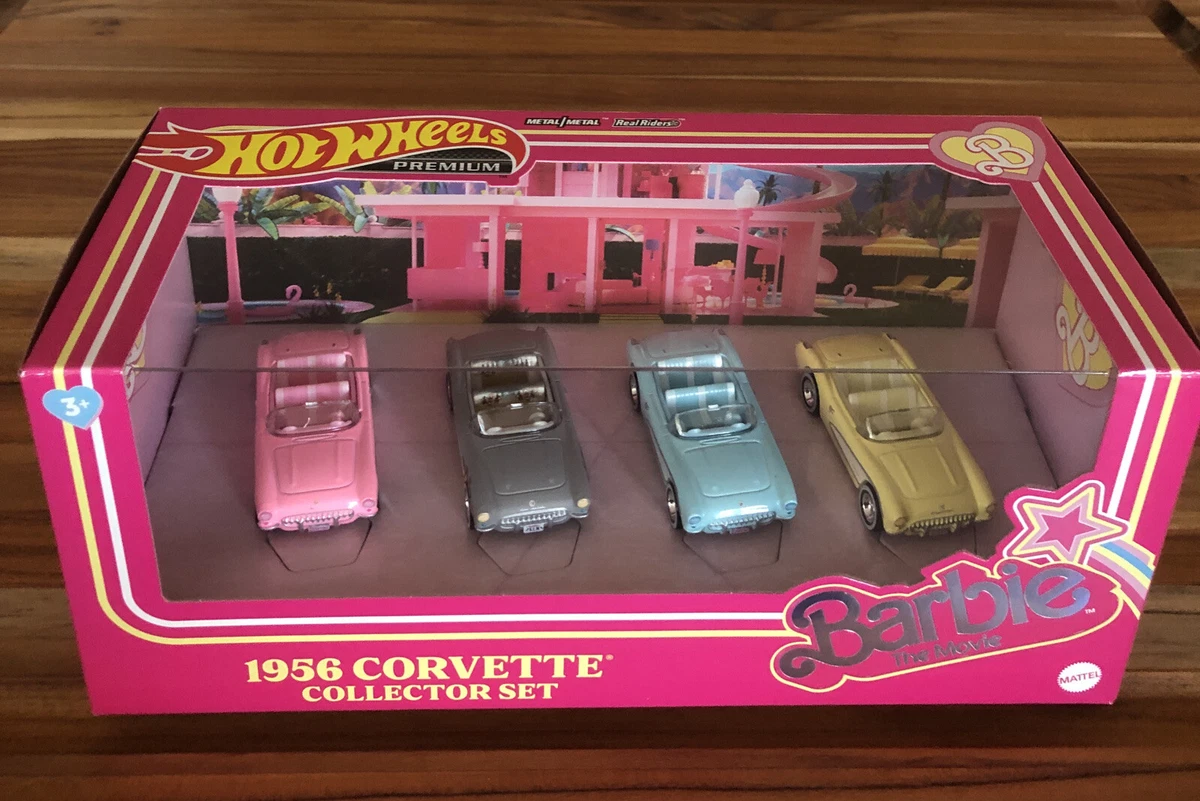 Barbie The Movie Hot Wheels 1956 Corvette Metal Real Riders Collector Set