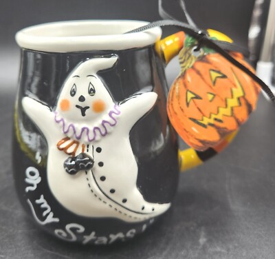 Blue Sky Clayworks Ghost  Oh My Stars  Halloween Coffee Mug Heather Goldminc NWT
