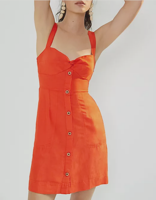 Anthropologie Maeve NWT Twist-Front Mini Dress Bustier Tangerine Orange XSP  XS P | eBay