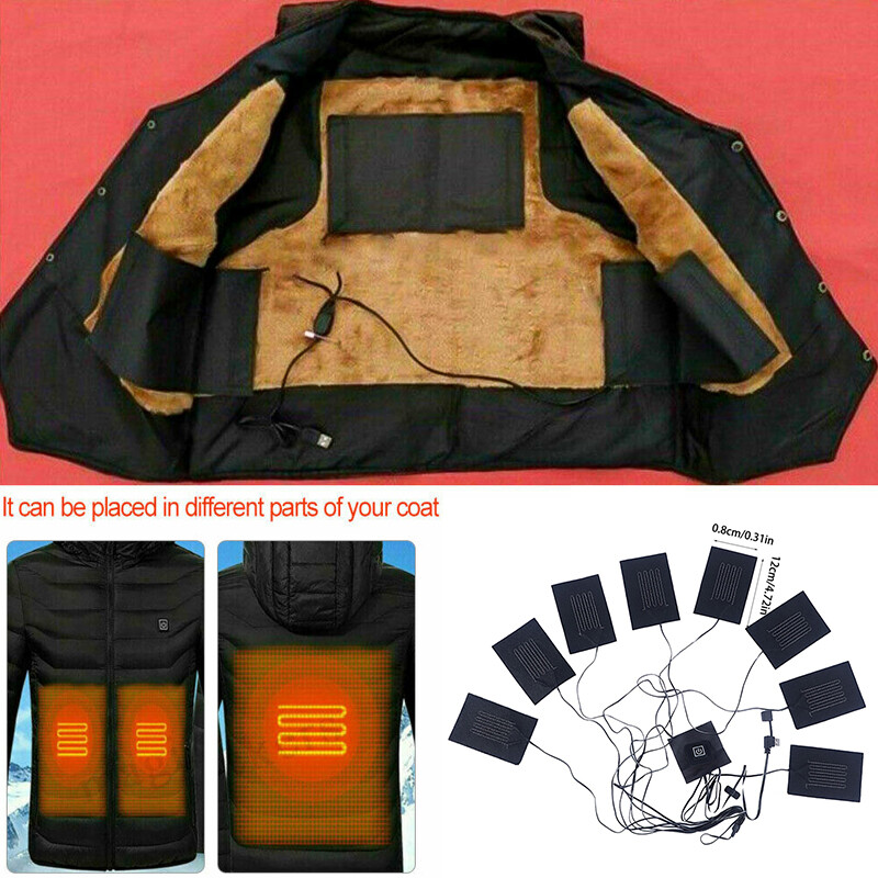 8 in 1 Electric Vest Heater Heating Pads USB Thermal Heated Pad Body