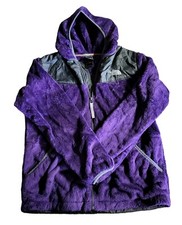 The North Face Girls XL Purple Fuzzy Hooded Fleece Jacket Full Zip Denali