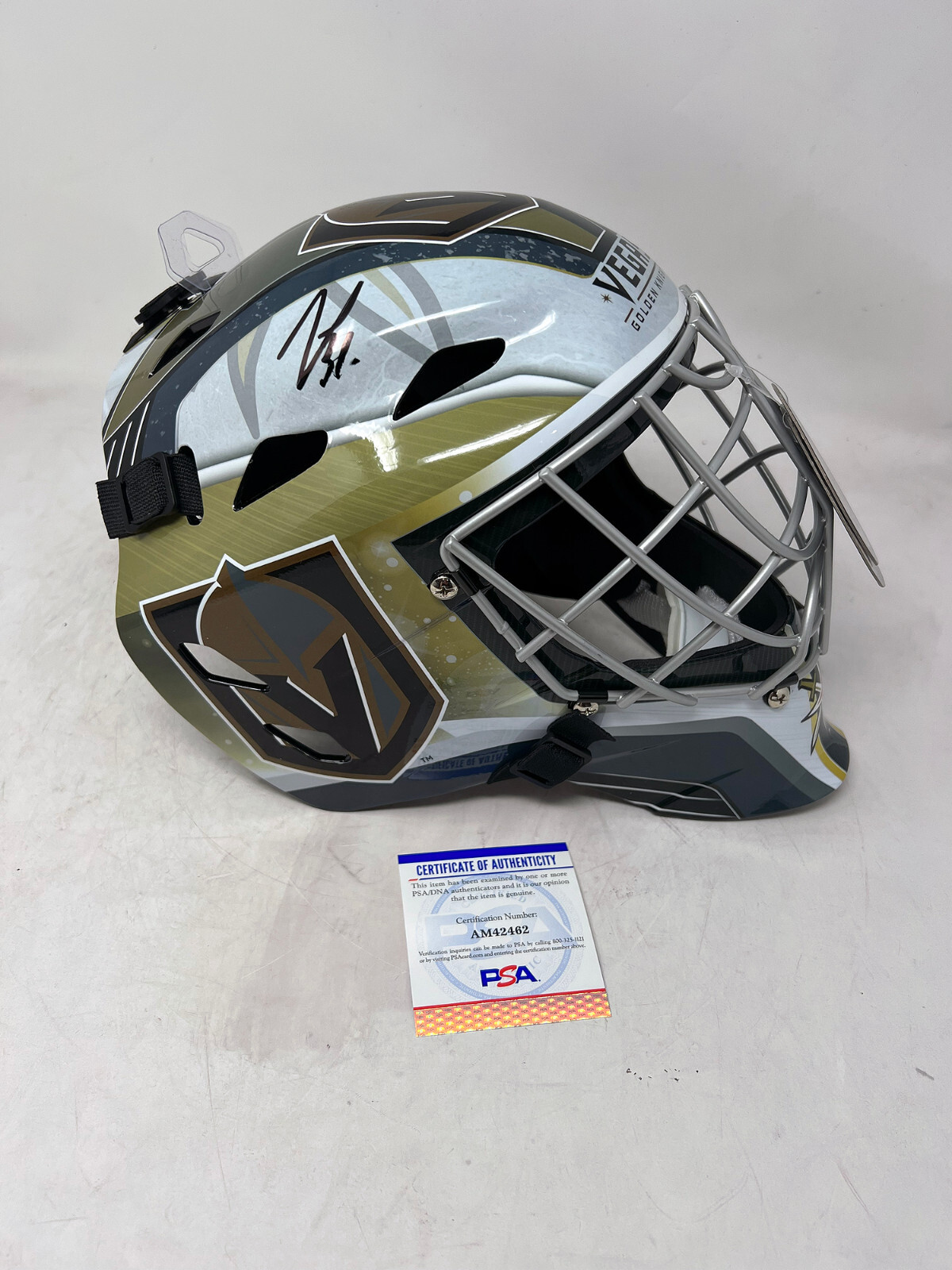 LOGAN THOMPSON Las Vegas Golden Knights SIGNED Autograph Goalie Mask PSA COA 