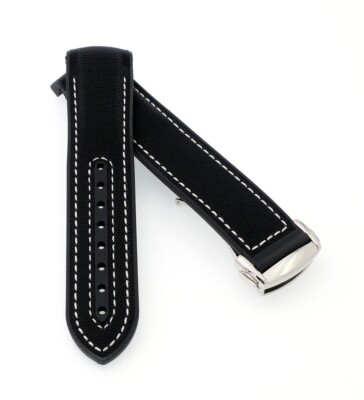 Premium Hybrid Uhrenarmband Modell Innsbruck-FSS schwarz-WN 20 mm, komp. Omega