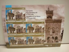 Francobolli San Marino Foglietto visita del Papa Benedetto XVI 2011 Nuovo MNH