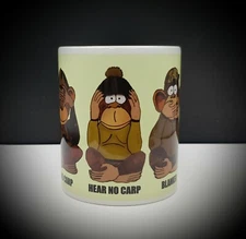 Carp Fishing Mug, three unwise monkeys, Perfect Gift, 11oz, the squirrels nuts