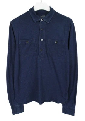 Chemise J.CREW Indigo Pour Homme SMALL À Bouton Demi Pullover Col Avec Poches - Photo 1/4